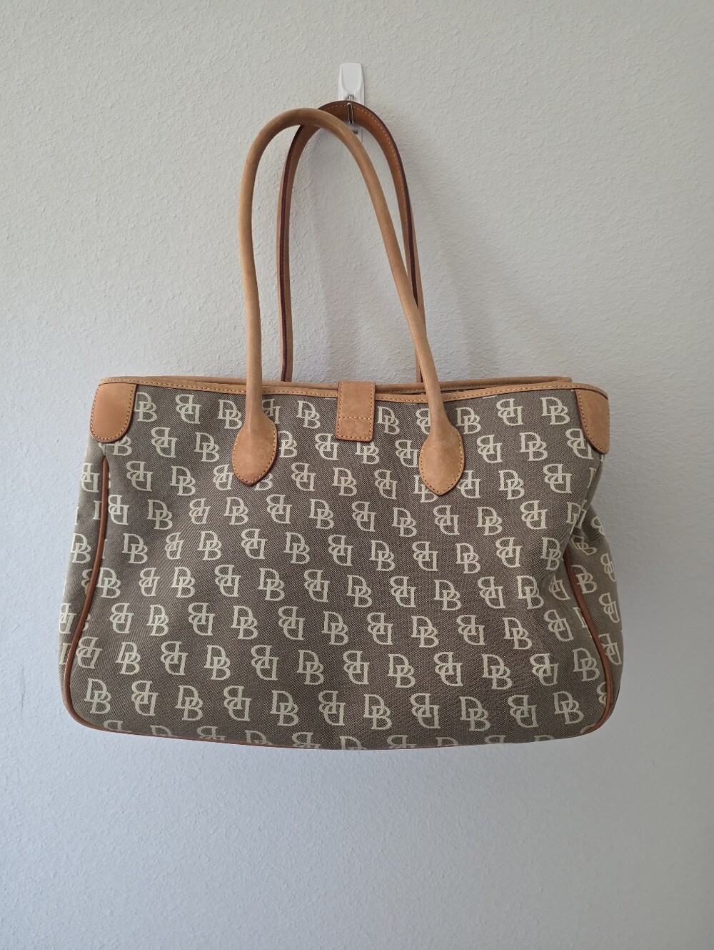 Vintage Dooney & Bourke Signature Monogram Double Long Handle Tote